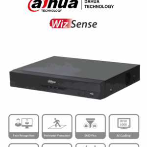 DAHUA XVR5108HE-I3 - DVR de 8 Canales 5 Megapixeles Lite/ WizSense/ H.265+/ 8 Canales +4 IP/ Hasta 12 Ch IP/ 1 Canal de Reconocimiento Facial/ SMD Plus/ Protección Perimetral/ 1 Puerto SATA/ 8&3 E&S de Alarmas/ 8 Entradas de Audio/ IoT&POS/