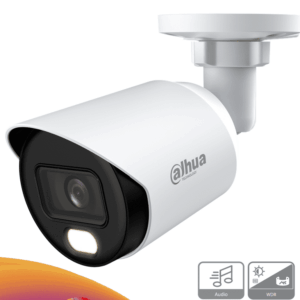 DAHUA DH-HAC-HFW1239TN-A-LED-0360B-S3 - Cámara Bullet Full Color de 2 Megapixeles 1080p, micrófono integrado, lente de 3.6mm, WDR 130dB, LEDs para 20m, protección IP67 y tecnología Starlight.