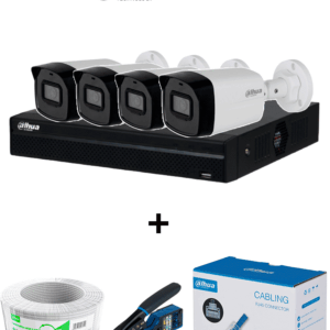 Bundle NVR+4BulletIP -Compra 1 NVR NVR1104HS-P-S3 de 4 Canales y llévate mas 4 cámaras IPC-B1E20  / Bobina de 100 metros/ Caja con 100 Plugs/ Pinza de corte  de Plugs/*No incluye disco duro/
