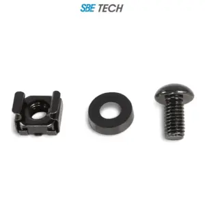 SBE TECH JTE1224- Juego de tuerca enjaulada y tornillo con 50 piezas, tornillos 12-24, para montaje de equipos en gabinete
