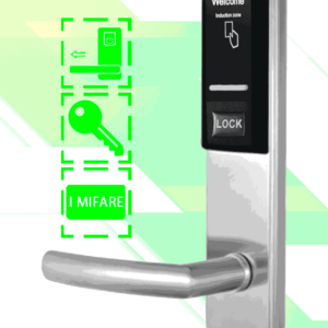 ZKTECO LH3000L - Cerradura Izquierda para Hotel con Tecnología Mifare 13.56 MHz, Compatible con Puertas de 40 a 55 mm de Grosor, 2 Pestillos de Seguridad, Fabricada en Acero Inoxidable, Capacidad de Registro de 224 Eventos