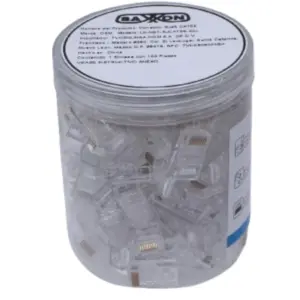 TCE LN-NET-RJCAT5E-30u - Bote con 100 Plugs RJ45 Cat5e, Sin Blindaje, Chapado en Oro 30 Micras, Conector Modular para Redes Ethernet y Cableado Estructurado