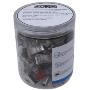 TCE LN-NET-RJCAT5EB-30u - Bote con 100 Plugs RJ45 Cat5e Blindado, Chapado en Oro 30 Micras, Conector Modular para Redes Ethernet y Cableado Estructurado