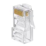 TCE LN-NET-RJCAT6-30u-PASS - Bote con 100 Plugs Pass through RJ45 Cat6 sin blindaje, chapado de oro a 30 micras