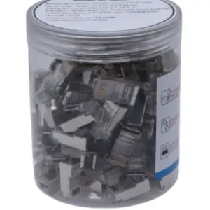 TCE LN-NET-RJCAT6B-30u - Plug Modular RJ45 Cat6 Blindado, Chapado en Oro 30 Micras, Alta Velocidad, Conector 8P8C para Redes Ethernet y Cableado Estructurado