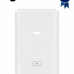 UBIQUITI POE-24-7W-G-WH - Inyector PoE Gigabit con protección contra descargas, alimentación de 24V DC a 0.3A y capacidad para reset remoto.