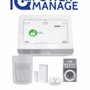QOLSYS IQ4 HUB POWER MANAGE Automation KIT - Paquete que contiene Sistema IQ 4 HUB POWER MANAGE, con pantalla táctil de 7", 1 sensor PIR inalámbrico PGP9914, 1 sensor magnético inalámbricos PG9303, 1 enchufe inteligente y una cerradura Power G