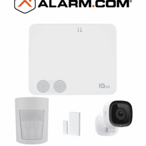 QOLSYS IQ4 NS Video Basico - Paquete que contiene Sistema de Alarma IQ 4 NS", Power G 915 Mhz 1 sensor PIR inalámbrico PGP9914, 1 sensores magnéticos inalámbrico PG9303 y Cámara Interior alarm.com ADCV523