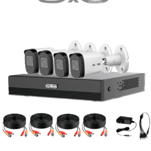 SAXXON SUA-KIT/XVR1E04-I/4-B20M-0280B-Kit de 4Canales HDCVI 1080P/4 Cámaras B20M de 2.8mm con Campo de Visión de Hasta 100°/Grabador Soporta Hasta 5 Canales IP yDetección de Movimiento Inteligente/Cámaras Fabricadas en Metal deAlta Duración
