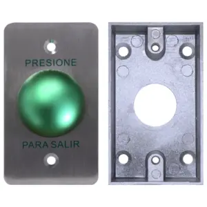 YLI PBK818A800AM - Paquete con Botón de Salida Tipo Hongo y Caja de Montaje Metálicos para Instalación Segura