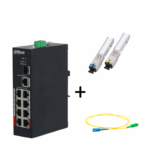 DAHUA PFS3110-8ET-96PAQFIB - Paquete de Switch Poe 8 Puertos RJ45 y un Puerto SFP + Par de transceptor fibra óptica SFP monomodo para 5km + Jumper 2 Metros