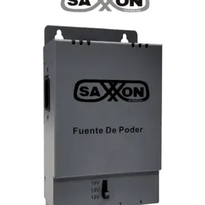 SAXXON ENERGIA PSU1205A - Fuente de poder Regulable Metálica/ Conexión de Hasta 4 Canales/ Voltaje de Ajuste 12V 13V o 15V cc/ Salida de Hasta 5 Amp en los 4 Canales/ Instalación en Pared