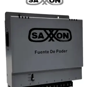 SAXXON ENERGIA PSU1208A - Fuente de poder Regulable Metálica/ Conexión de Hasta 8 Canales/ Voltaje de Ajuste 12V 13V o 15V cc/Salida de Hasta 8 Amp en los 8 Canales Máximo 1 Amp por canal// Instalación en Pared