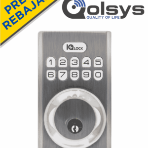 QOLSYS IQDLK-PGK-SN Cerradura con botón pulsador - Cerradura Inteligente PowerG, color Níquel Satinado (Satin Nickel)