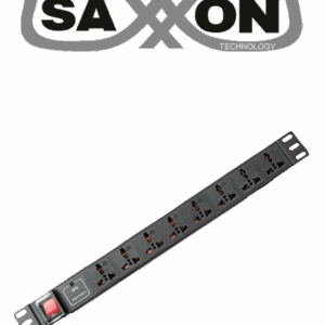 SAXXON SXPDU8P16A- Barra PDU con 8 Contactos Individuales , 15 Amp , 120V , 1UR , Protección contra rayos , Aleación de Aluminio