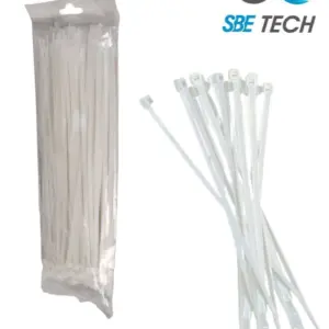 SBE TECH CN48X450 - Cincho sujetacable 4.8x450 mm color blanco, bolsa con 100 piezas, nylon.