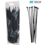 SBE TECH CN36X200BK - Cincho sujetacable 3.6x200 mm color negro, bolsa con 100 piezas, nylon