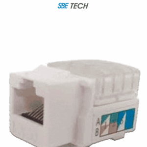 SBE TECH JACKC6WT- Módulo jack keystone RJ45, 8 hilos, CAT 6, compatible con calibres AWG 22-26, color blanco