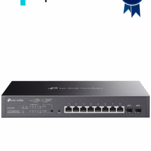 TP-LINK SG2210MP - Switch JetStream SDN administrable con 8 puertos 10/100/1000 Mbps y 2 puertos SFP, equipado con 8 puertos PoE y un presupuesto total de 150W. Permite administración centralizada a través de OMADA SDN."