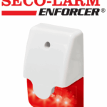 Seco-Larm SL1312SAR -  Sirena mini piezoeléctrica  roja y luz estroboscópica LED
