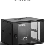 SAXXON SXR6U6406S - Gabinete de Pared Negro / 6UR / Puerta de Vidrio Templado / Alto 35 cm / Ancho 60 cm / Profundidad 45 cm /