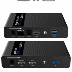 SAXXON LKV676KVM-PI - Kit extensor de video HDMI IPCOLOR/ Resolucion 4K @ 30 Hz/ Hasta 70 metros en 1080P y 40m en 4K con Cat 6/ 6A/ 7/ Cero latencia/ Soporta Teclado Video Mouse/ Soporta HDR/ ARC