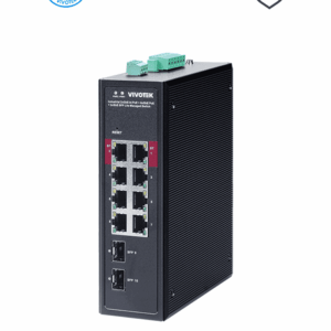 VIVOTEK AW-IHB-1040 - Switch PoE Industrial Gigabit 8 puertos Administrable, 2 ptos PoE GbE 90W, 6 ptos GbE 30W,  2 ptos GbE SFP, 300W Totales, Modo PoE Extendido hasta 250 mts, 20Gbps, VLAN, Entrada de alimentacion 48-56VDC (fuente de poder no incluida)
