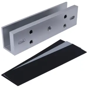 ZKTECO LMB120U - Soporte de Montaje para Puertas de Vidrio sin Marco, Tipo U, Aluminio Anodizado, Compatible con Cerradura Magnética LM120
