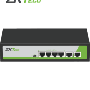 ZKTECO PE04255C -Switch de 4 Puertos Fast Ethernet PoE AF - AT /  2 Puertos RJ45 10/100 / Soporta hasta 250 mts sobre UTP CAT 6 / Protección Contra Descargas  / NO Administrable