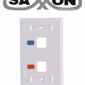 SAXXON A1752E - Placa de pared / Vertical / 2 Puertos tipo keystone / Color blanco / Con etiquetas