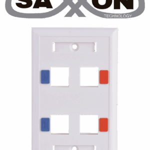 SAXXON A1754E - Placa de pared / Vertical / 4 Puertos tipo keystone / Color blanco / Con etiquetas