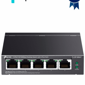 TP-LINK TL-SF1005LP - Switch PoE no administrable con 5 puertos Fast Ethernet, incluyendo 4 puertos PoE AF. Presupuesto PoE de hasta 41W y modo extendido para conexiones de hasta 250m.