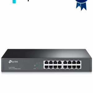 TP-LINK TL-SF1016DS - Switch no administrable con 16 puertos Fast Ethernet, diseñado para montaje en rack o en escritorio.