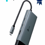 TP-LINK UH6120C - USB-C , 2 puertos USB-A , 1 puerto HDMI para transmision en 4K@60Hz , 1 puerto RJ45 Ethernet para computaduras que no tiene puerto Ethernet.