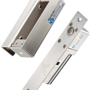 YLI YB300PACK - Paquete de cerradura de perno para control de acceso de puertas con retardo configurable de 3, 6 y 9 segundos incluye soporte de instalacion modelo YM600/ Voltaje dual 12 o 24 VDC