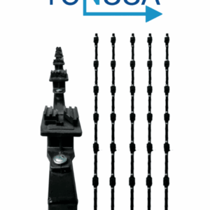 YONUSA K156L - Kit de 5 postes de perfil 3/4 en color negro de 1.2 mts de largo, con 6 aisladores de paso para 6 líneas con 15 cm de separación/ Listo para instalación en campo