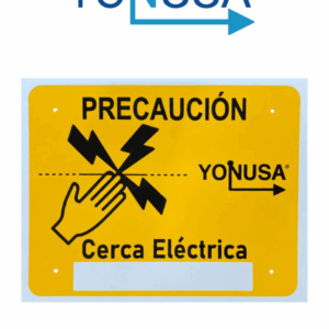 YONUSA LPVOLTAS - Letrero o anuncio genérico preventivo de alta tensión para colocación en cercos eléctricos entre cada 6 a 8 metros/ Espacio para publicidad teléfono, logo o correo de empresa