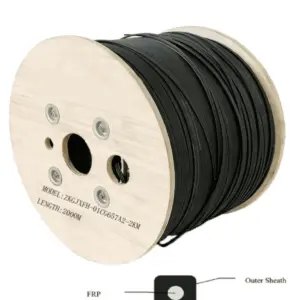 TCE - Fibra Optica Drop G.657A2 Monomodo 1 hilo, LSZH negro, interior/exterior, Kevlar/FRP, ideal CCTV y Redes, Carrete de 2 km