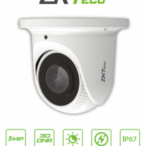 ZKTECO ES855P21CS7MI- Cámara IP Domo 5 Megapíxeles / Compresión H.265 / Lente de 2.8 mm / Alcance IR 30 mts / Micrófono Integrado / Carcasa metálica / PoE / IP67 / P2P / ONVIF Profile S