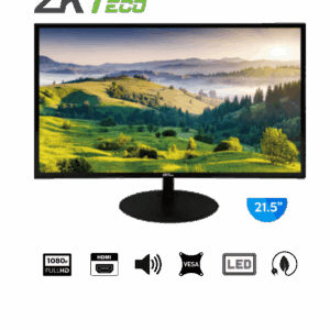 ZKTECO ZD222K - Monitor LED Full HD de 21.5 pulgadas / Resolución 1920 x 1080 / 1 Entrada de video HDMI y 1 VGA / Altavoces Incorporados / Ángulo de Visión Horizontal 170° /  Soporte VESA / Ahorro de Energía / 24/7 / Incluye Cable HDMI