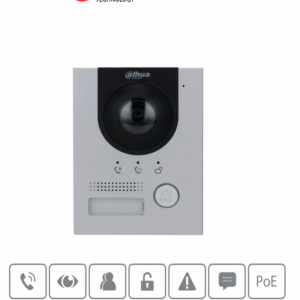 DAHUA VTO2202F-P-S2 - Frente de calle para videoportero IP/ Metálico/ Cámara de 2 MP con 160° de apertura/ IK07/ Exterior IP65/ Visión nocturna/ PoE/ Indicador de voz/ Apertura de chapa/ Solo alimentación PoE/