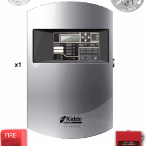 KIDDE F_VS1GSPKIT2 - Panel 64 Dispositivos Direccionables / 2 Detectores de Humo con Bases / 1 Estación Manual / 1 Sirena con Estrobo