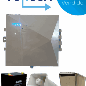 YONUSA EYNG12001BAT - Energizador de nueva generación de12,000 V con hasta 2,500 metros lineales, compatible con modulo Wifi, incluye Sirena de 30W con gabinete metálico y batería de respaldo de 12VDC a 4.5 Ah