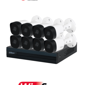 DAHUA KIT/XVR1B08-I/8-B2A21N-U - Kit con DVR Cooper-I WizSense de 8 Canales ofrece 8 cámaras de 2 MP con visión 1080p, tecnología de IA y compresión H.265+. Admite hasta 10 canales IP, incluye SMD Plus y permite búsqueda de personas y vehículos