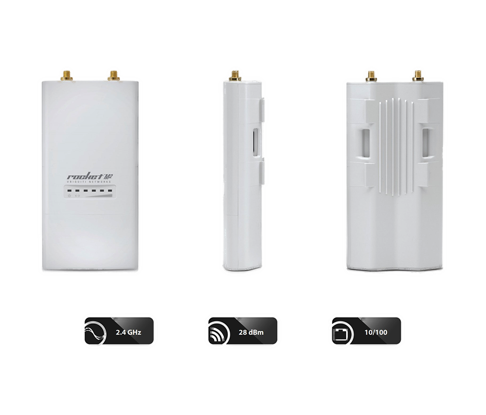 UBIQUITI ROCKETM2 - Radio Airmax 2.4GHz para exteriores con conectores RP-SMA, MIMO, potencia de 28 dBm y rendimiento de hasta 150 Mbps. - Image 2