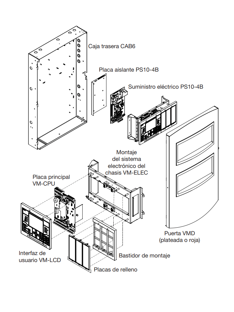 KIDDE VM1R - Sistema FACP con Interfaz de Usuario / CPU / 1 Lazo Direccionable / 4 NACs Clase B / Puerta Roja - Image 2