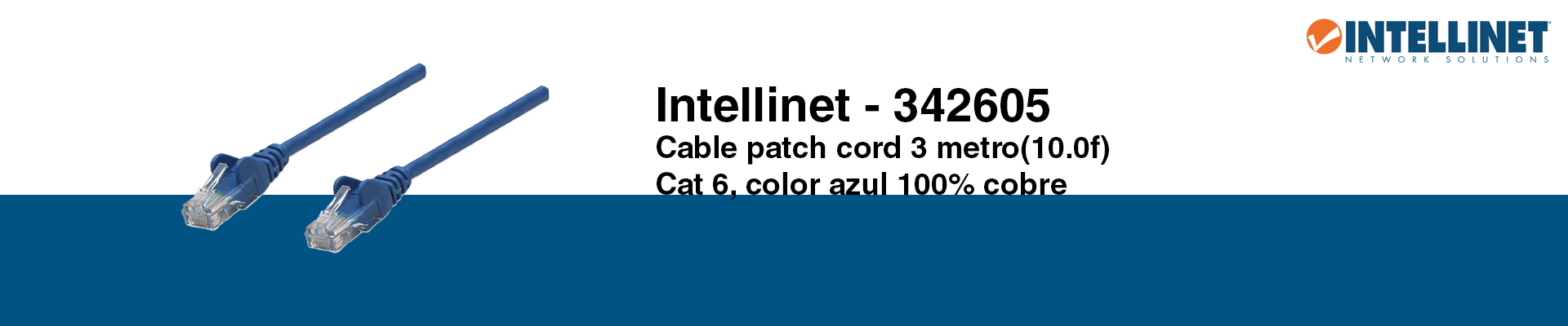 INTELLINET 342605 - Cable patch / CAT 6 / 3.0 metros (10.0Ft) / UTP Azul / Patch cord - Image 2