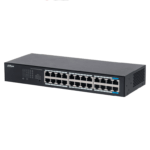 DAHUA DH-S3024-24GT - Switch Gigabit de 24 puertos no administrable, Capa 2, Carcasa metálica, switching de 48G, tasa de reenvío de 35.7 Mbps, memoria buffer de 8.4Mb, y protección avanzada contra descargas.