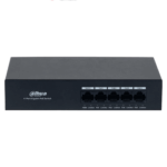 DAHUA DH-PFS3005-4GT-36 - Switch con 4 puertos Gigabit PoE y 1 puerto Uplink RJ45 10/100/1000 Mbps. Ofrece protección contra descargas eléctricas, ideal para alimentar dispositivos IP. Incluye fuente de Poder.