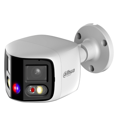 DAHUA IPC-PFW3849S-A180-AS-PV Cámara IP Bullet WizSense 2x4MP con visión de 180°, MultiVision, LED IR 25m y luz cálida 20m. Disuasión activa con micrófono dual y altavoz integrado, EPTZ, SMD 4.0, PoE, IP67, y ranura MicroSD. Ideal para seguridad avanzada. - Image 2
